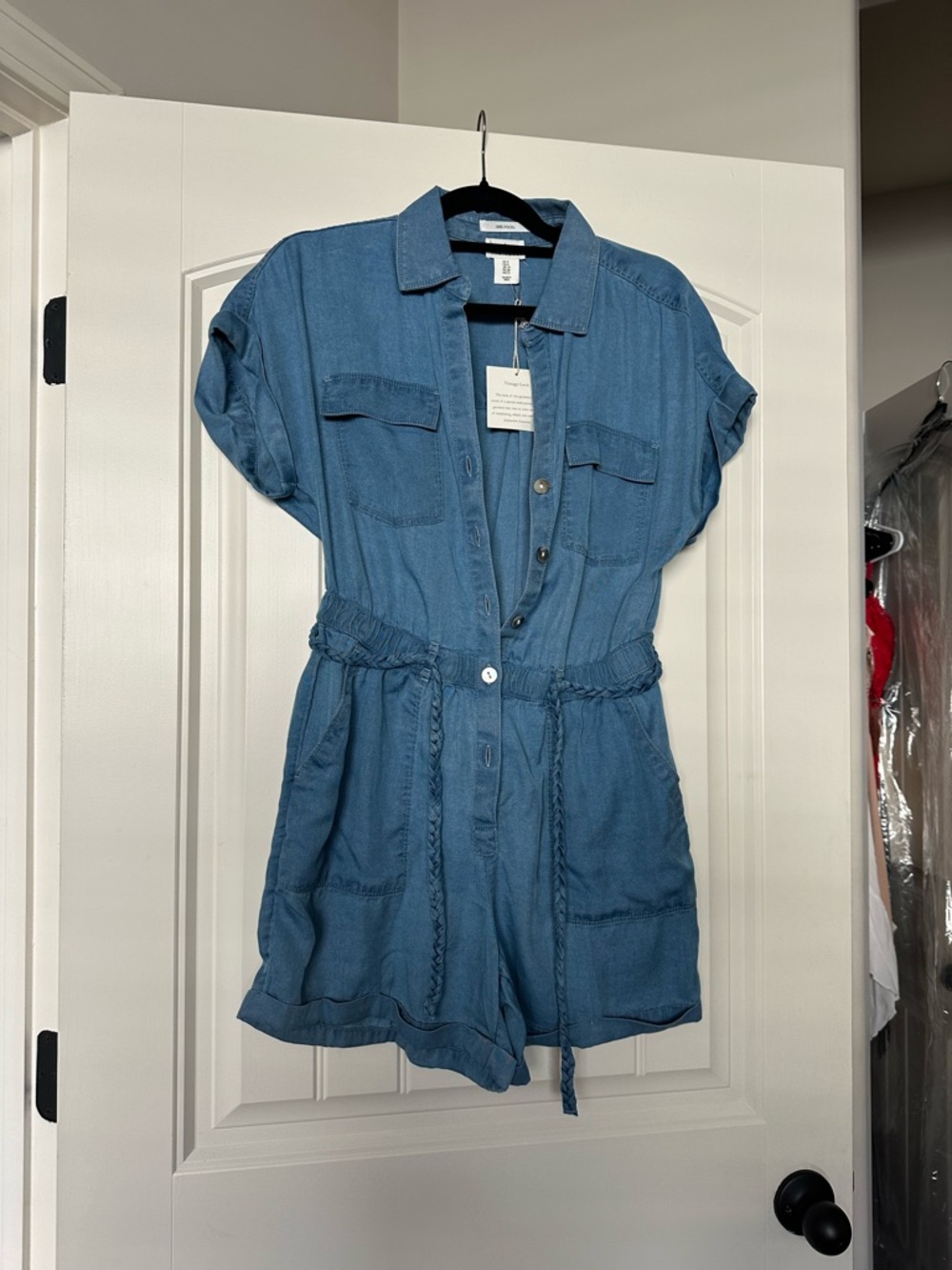 Nicole Miller Denim Blue Short Sleeve Romper